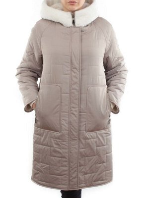 2661 BEIGE Пальто двухстороннее женское еврозима (100 гр. холлофайбер)
