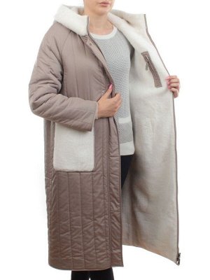 2639 BEIGE Пальто двухстороннее женское еврозима (100 гр. холлофайбер)