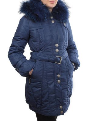 9026 BLUE Куртка зимняя женская (натуральный пух, натуральный мех)