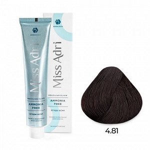 Крем-краска для волос ADRICOCO Miss Adri Brazilian Elixir Ammonia free оттенок 4.81 коричневое какао пепельное 100 мл