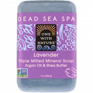 One with Nature, Triple Milled Mineral Soap Bar, Lavender, 7 oz (200 g)