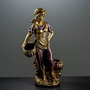 Фигурное кашпо "Девушка с двумя корзинами" бронза, цвет МИКС 90см