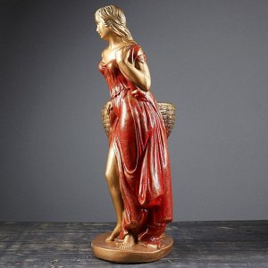 Фигура с кашпо "Девушка с корзиной" бронза  красный 64см