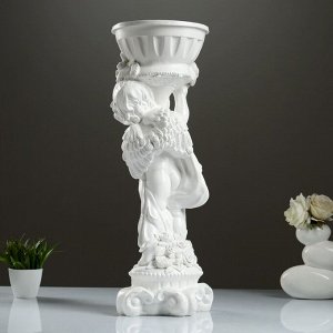 Фигурное кашпо "Ангел с розами" белый, 24-27-70 см