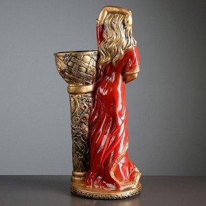 Фигура с кашпо "Девушка у колонны" бронза, цвет красный, 64 см