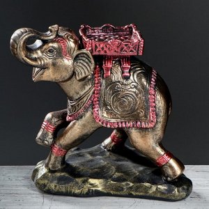 Статуэтка "Слон с седлом №2" цветная бронза, 26 см, микс