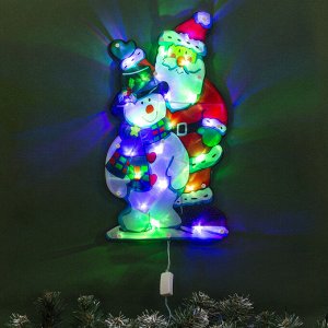 Светодиодная фигура «Дед Мороз и снеговик» 24 ? 45 см, пластик, 220 В, свечение мульти (RG/RB)