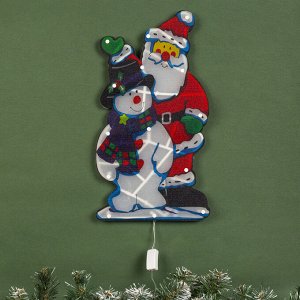 Светодиодная фигура «Дед Мороз и снеговик» 24 x 45 см, пластик, 220 В, свечение мульти (RG/RB)