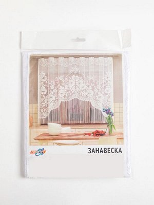Тюль на кухню без шторной ленты, размер 169х162 см, цвет белый, 100% полиэстер