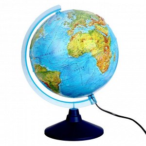 Интерактивный глобус физико-политический рельефный, диаметр 250 мм, с подсветкой, с очками