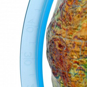 Интерактивный глобус физико-политический рельефный, диаметр 250 мм, с подсветкой от батареек