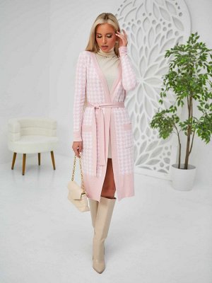 3791 Кардиган женский цвет бело-розовый