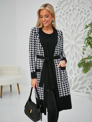 3791 Кардиган женский цвет чёрно-белый