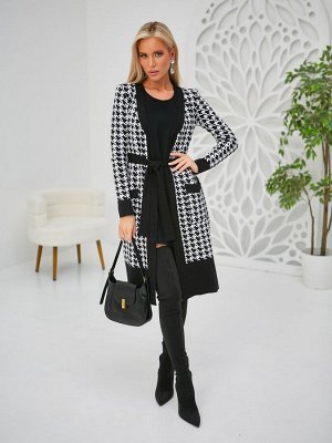 3791 Кардиган женский цвет чёрно-белый