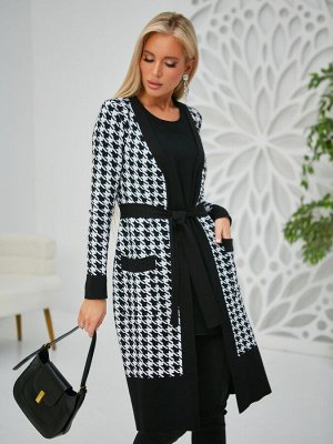 3791 Кардиган женский цвет чёрно-белый