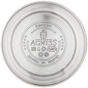 Чайник AGNESS Tudor с термоаккумулирующим дном и индукцией, нержавеющая сталь, свисток, 1 шт.