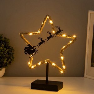 Фигурка светящаяся RISALUX «Новогодние сани», LED-ночник, 3xААА, чёрный, 7x25x33 см
