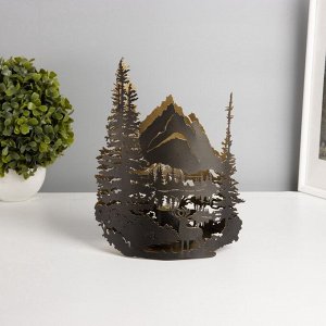 Фигурка светящаяся RISALUX «Вечерний пейзаж», LED-ночник, 3xААА, чёрный, 10.5x18.5x25 см