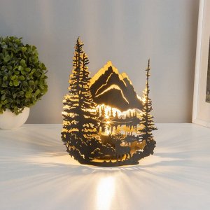 Фигурка светящаяся RISALUX «Вечерний пейзаж», LED-ночник, 3xААА, чёрный, 10.5x18.5x25 см