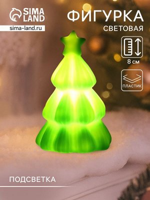 Фигурка светящаяся RISALUX «Ёлка», со звездой», LED-ночник, 2 Вт, LR44, зелёный, 5x5x8см