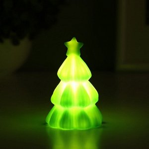 Фигурка светящаяся RISALUX «Ёлка», со звездой», LED-ночник, 2 Вт, LR44, зелёный, 5x5x8см