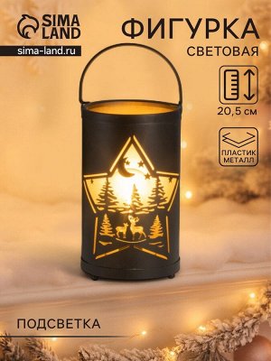 Фигурка светящаяся RISALUX «Ночной лес», LED-ночник, 3xААА, чёрный, 12x12x20.5 см