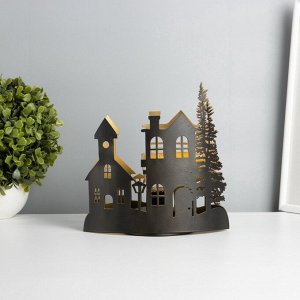 Фигурка светящаяся RISALUX «Вечерний город», LED-ночник, 3xААА, чёрный, 10.8x19.5x20 см