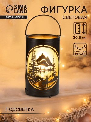 Фигурка светящаяся RISALUX «Закат в лесу», LED-ночник, 3xААА, чёрный, 12x12x20.5 см