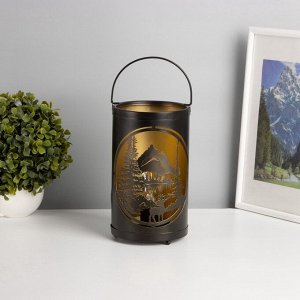 Фигурка светящаяся RISALUX «Закат в лесу», LED-ночник, 3xААА, чёрный, 12x12x20.5 см