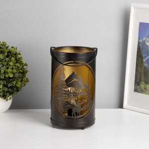 Фигурка светящаяся RISALUX «Закат в лесу», LED-ночник, 3xААА, чёрный, 12x12x20.5 см