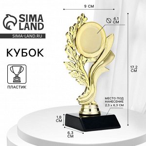 Кубок, наградная фигура, подставка пластик черная, 17,2 х 9 х 6,3 см