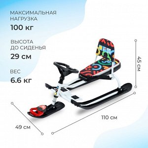 Снегокат «Тимка спорт 4-1», ТС4-1/ГФ, со спинкой и ремнём безопасности