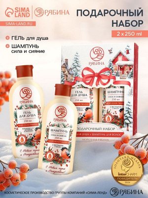 Подарочный набор женский «С Новым годом и Рождеством», гель для душа и шампунь для волос 2x250 мл, РЯБИНА