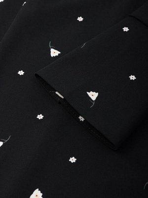 Платье с завязками на талии миди женское MINAKU Flower, чёрное, белое