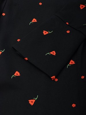 Платье с завязками на талии миди женское MINAKU Flower, чёрное, красное