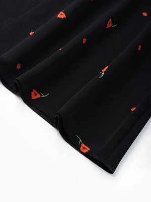 Платье с завязками на талии миди женское MINAKU Flower, чёрное, красное