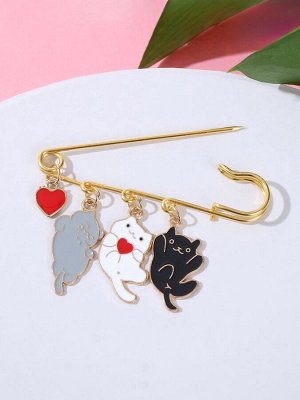 Булавка «Котята» игривые, 7 см, цветная в золоте
