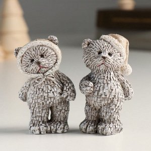 Фигурка полистоун «Мишка в шапке; колпаке, стоит», серый, 4x3x7 см, МИКС