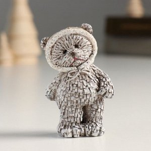 Фигурка полистоун «Мишка в шапке; колпаке, стоит», серый, 4x3x7 см, МИКС