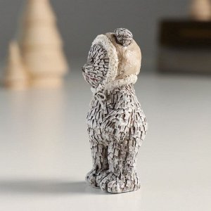 Фигурка полистоун «Мишка в шапке; колпаке, стоит», серый, 4x3x7 см, МИКС