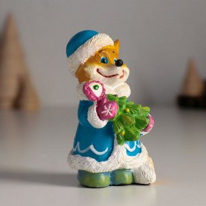 Фигурка полистоун «Лиса снегурочка с ёлочкой», 4.5x4.5x8.5 см