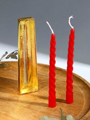 Набор свечей витых, 1,5х15 см, 2 штуки, красный