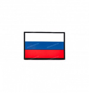 Нашивка PVC/ПВХ с велкро "Флаг России", BLACK, 90х60мм
