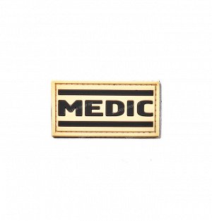 Нашивка PVC/ПВХ с велкро "MEDIC", коричневый на песке, 70х35мм