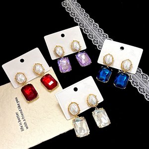 JOYFEN Массивные серьги с крупным камнем и жемчугом