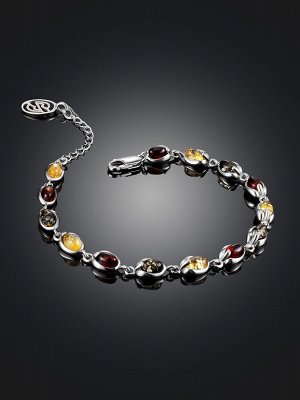 Изысканный браслет «Астрид», украшенный вставками из натурального янтаря разных цветов