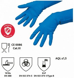 Перчатки латексные Vileda Professional Многоцелевые синие размер 7.5-8, M