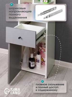 Стеллаж угловой «Лайт», 1 дверка, 1 ящик, 332x332x1504 мм, цвет белый/серый шифер