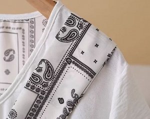 Футболка с круглым вырезом и декор. шарфом, белый