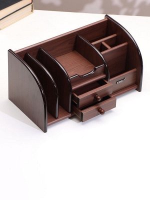 Органайзер 7 секций, 2 выдвижных ящика, серия Орех с кантом темным, 16x30x15 см